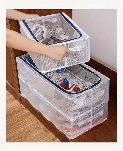 (Pack of 2 )Foldable Transparent Storage Box for Shoes, Toys, Clothes, Books