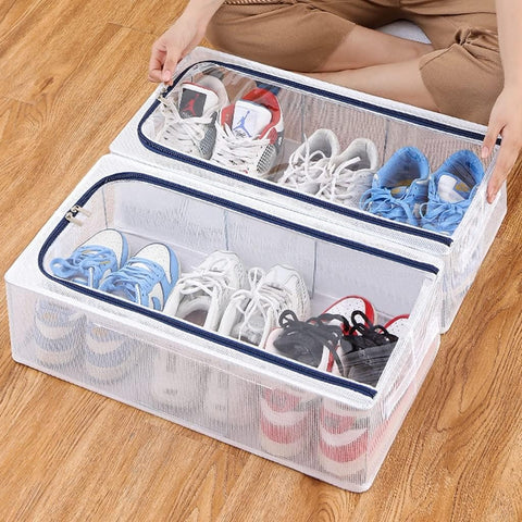 (Pack of 2 )Foldable Transparent Storage Box for Shoes, Toys, Clothes, Books